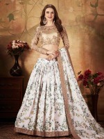 Off White And Beige Organza Lehenga Choli